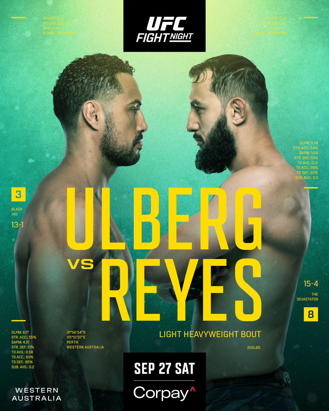Affiche UFC Fight Night: Ulberg vs. Reyes